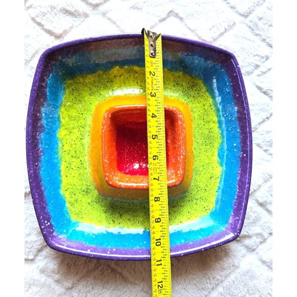 Multicolor Ruby Ceramic Dish Cheese and Dip Tray Beautiful and Heavy Made in Ita - Picture 4 of 8